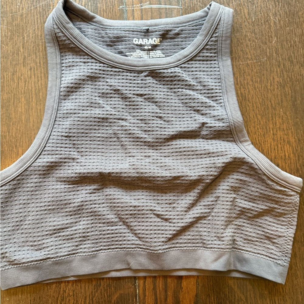 Garage Textured Gray Sleeveless Crop Top Size Medium Nylon/Spandex